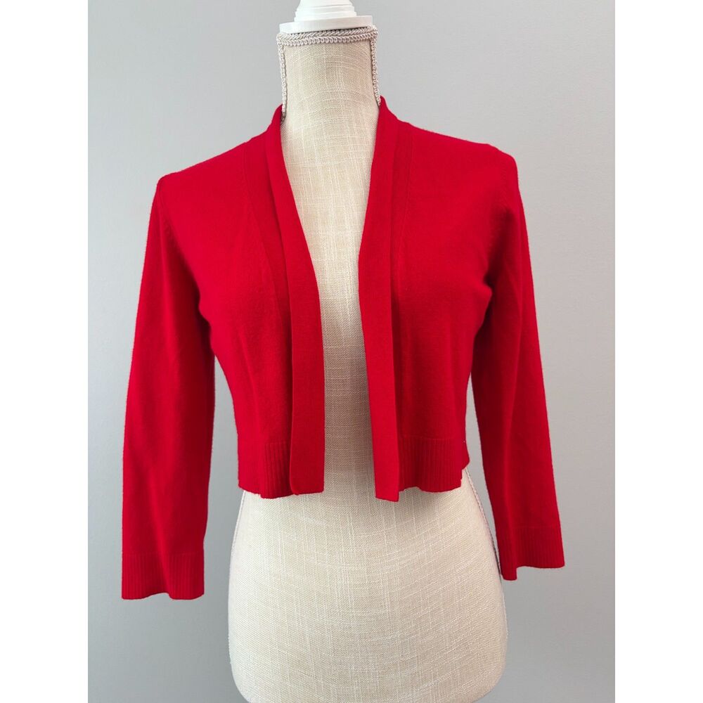 Calvin Klein Womens Med Red Open Front Cropped Bolero Cardigan Sweater Shrug